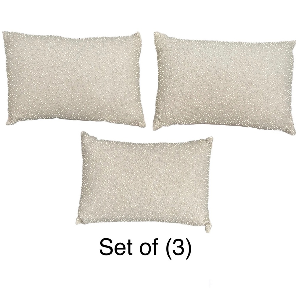 Eliza Ivory Beaded Lumbar Pillow